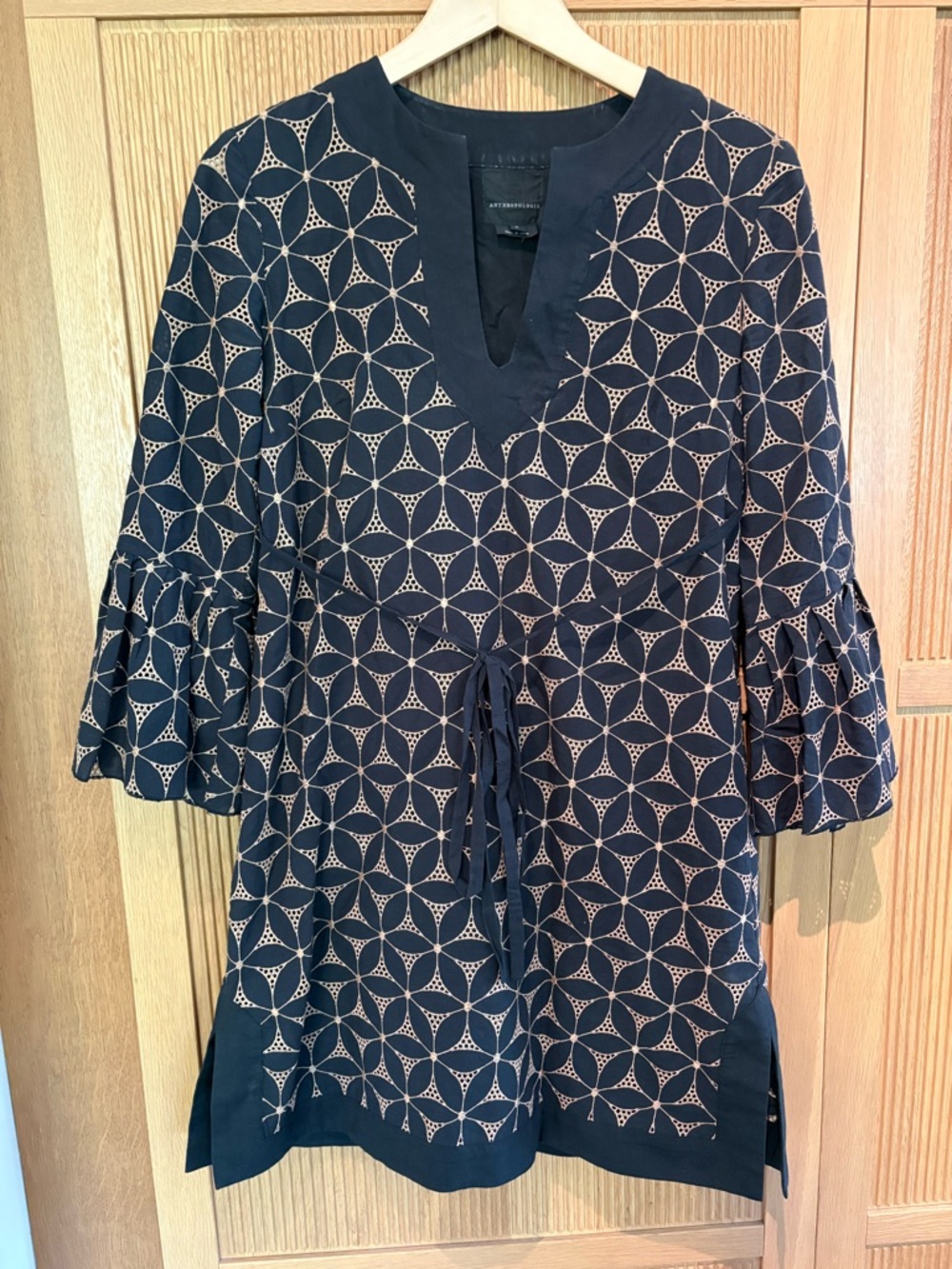 Anna Sui for Anthropologie Black embroidered Mini Dress